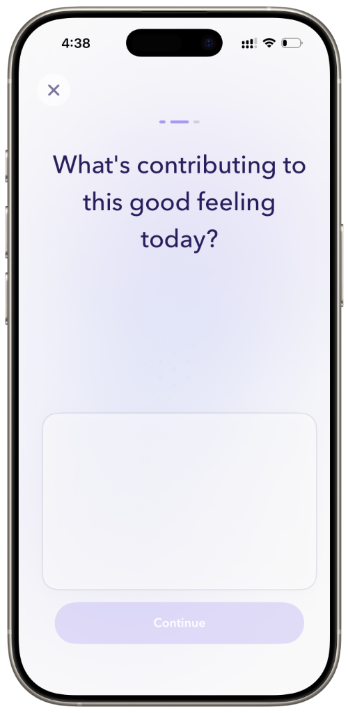 One app journal reflection screen